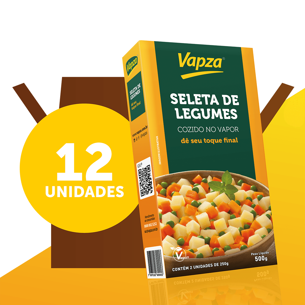 Kit 12 Seletas de Legumes Cozidas no Vapor 500G Vapza